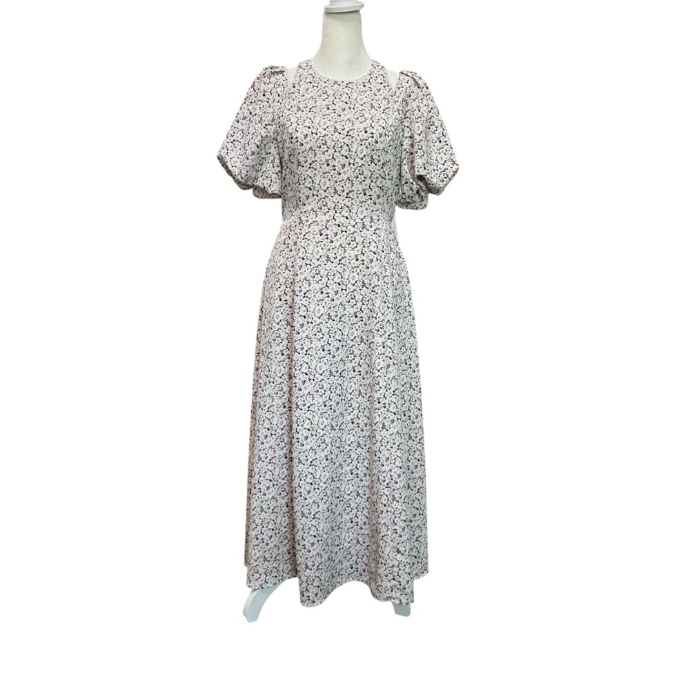 Astr White Floral Puff Sleeve Maxi Dress